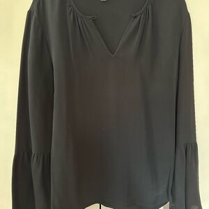 Bell Sleeve JCrew Woven Keyhole Blouse - Black